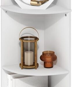FURINNO ECON Estantería Esquinera De 5 Niveles para Libros, Ideal para Organizar Y Almacenar En Sala De Estar Y Oficina En Casa, Color Blanco