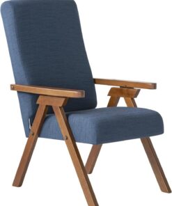 ESSEGI Sillón de Madera FIAMMETTA SRL Relax reclinable Tejido Azul desenfundable