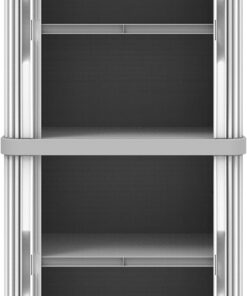 Terry, Rolling Space Cab 2, armario interior y exterior de 2 compartimentos con dos puertas correderas, 2 estantes interiores ajustables, gris, de plástico reciclado, dimensiones: 59 x 36 x 115 cm
