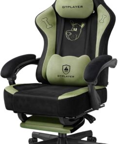 GTPLAYER Linda Silla de Gaming con Tela de Terciopelo, Silla de Gaming, Silla ergonómica de Oficina, Silla Gamer, con Orejas de Gato, Espuma viscoelástica y reposapiés, 150 kg, Color Verde