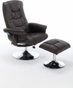 Sillón reclinable con reposapiés otomano, tapizado de PU, 5 Puntos, para Sala de Estar y Dormitorio, Color Negro