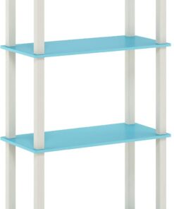 Furinno Estantes sin herramientas Azul claro/blanco Tubería rectangular