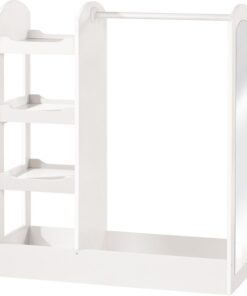 roba Perchero Infantil con Espejo y Compartimento para Zapatos - Vestidor para Niños con Perchero y Estantes - Certificado EPH - Lacado Blanco