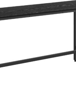 VASAGLE Mesa de Bar, Mesa de Cocina Rectangular Estrecha, Mesa Alta con Marco de Metal Robusto, 40 x 140 x 90 cm, Montaje Sencillo, Diseño Industrial, Negro Ébano y Negro Tinta LBT140B56