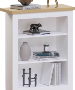 Estantería Arlington de Vida Designs, moderna, con 3 niveles, estantes para exhibición, almacenamiento, muebles MDF, blanco.