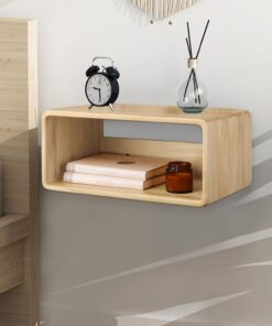 Mesita de noche flotante, mesita de noche montada en la pared, estante de noche de madera, estantes flotantes para dormitorio, sala de estar, baño, cocina, oficina, 43 x 19 x 25 cm, color