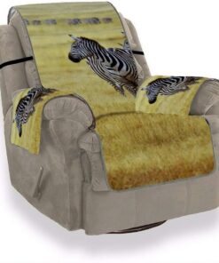 A.Monamour Fundas Decorativas para Sofás Manada De Cebras En Pastizales del Parque Nacional Africano Terciopelo Fundas de Sillón Sofá Protector Funda de Sofá 1 Plaza 2 Plazas 3 Plazas