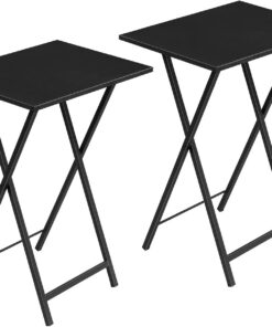 HOOBRO Plegable Mesa Auxiliar de 2, Mesa Lateral para Sofá, Escritorio Pequeño para Portátil, pequeño Plegable Mesa de TV, Fácil Almacenamiento Estructura, Negro EUBK25BZ01