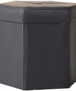 Tocador Reposapiés Sofá Taburete, el hogar Puede Sentarse Banco de Almacenamiento Banco de Zapatos Taburete Hexagonal de Almacenamiento de PU 43 × 39.5cm Asiento Taburete para pies