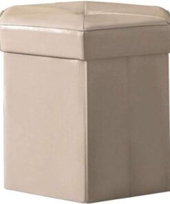 Tocador Reposapiés Sofá Taburete, el hogar Puede Sentarse Banco de Almacenamiento Banco de Zapatos Taburete Hexagonal de Almacenamiento de PU 43 × 39.5cm Asiento Taburete para pies