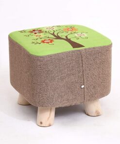 Taburete Creativo de Madera Maciza/Banco pequeño de impresión/Taburete bajo de Tela para Sala de Estar/Sofá Taburete de Almacenamiento para Banco de Muelle (Color: A)