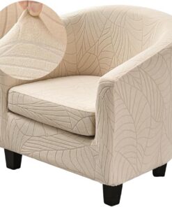 Highdi Funda Sillon Chesterfield 2 Piezas Beige, Elásticas Fundas de Sillon con Funda de Asiento Antideslizante Fundas Protector de Butaca para Contador Dormitorio Bar Universal
