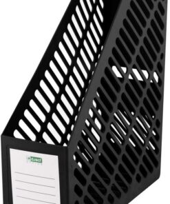 D.RECT 007220- Revistero A4, Organizador de plástico, ancho: 90mm, para guardar documentos, cuadernos, color negro