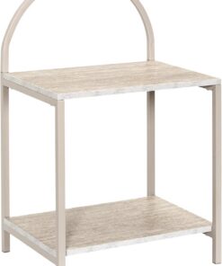 HOME DECO FACTORY - HD7743 - Almacenamiento Modular 4 Compartimentos Efecto Piedra - Mueble Compacto con 4 Espacios Abiertos para Libros y Objetos Decorativos - 80x30x80 cm - Blanco Beige