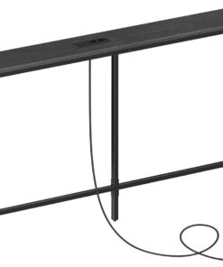 MAHANCRIS Mesa Consola Delgada con Estación de Carga, Mesa Auxiliar de 160 cm, Mesa de Pasillo Detrás de Dofá, Mesa Expositora para Sofá, Pasillo, Sala de Estar, Negro ACTBK165UE01