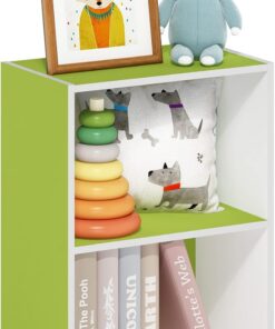 Furinno Luder Estantería Abierta Librería de 2 Niveles, Blanco/Verde