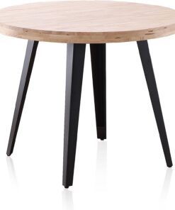 Adec Group Berg, Mesa Redonda de Comedor, Mesa Fija, Acabado en Roble y Negro, Medidas: 100 cm (Largo) x 100 cm (Ancho) x 76 cm (Alto)