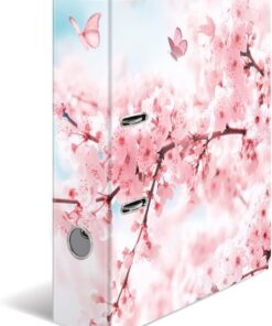 HERMA 19556 - Carpeta A4 (7 cm de ancho, cartón resistente, impresión exterior e interior), diseño de flores de cerezo