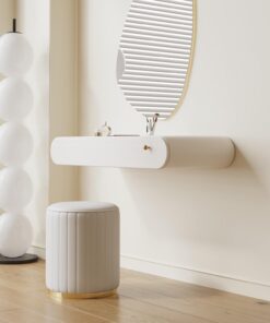 Tocador Flotante para Maquillaje, Tocador de Maquillaje con Cajón, Armario de Pared para Cosméticos, Mesa de Almacenamiento de Cosméticos de Esquina (60cm)