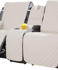 Jorzer Cubierta reclinable de loveseat con una Consola Impermeable Cubierta reclinable sin Deslizamiento con Correas elásticas, Cubierta de sofá para Protector de Muebles de sofá reclinables.