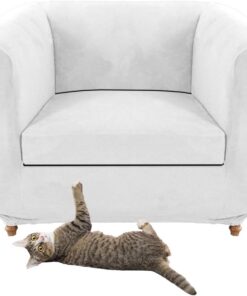 Funda de sofá de terciopelo elástico con cojín de asiento, estilo vintage, para sillón curvo (silla blanca + 1 asiento pequeño)