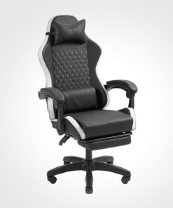 Mars Gaming MGC-X, Silla Gaming Ergonómica, Cuero Sintético, Respaldo Reclinable y Altura Regulable, Reposabrazos Dinámico, Cojín Cervical y Lumbar, Silla de Oficina con Reposapiés Extensible, Blanco