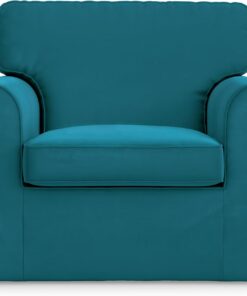 Masters of Covers Funda de sillón Ektorp, Terciopelo Azul Petróleo | Compatible con sillón Ektorp 104 x 88 x 88 cm. Solo funda, sillón no incluido. Terciopelo.