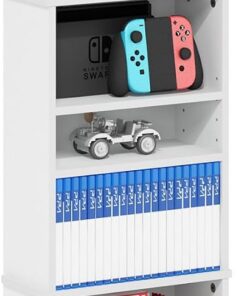Furinno Jaya Torre de Almacenamiento Multimedia con 9 estantes y estantes Ajustables, Blanco