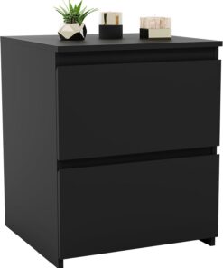 Vida Designs Denver - Mesita de Noche Grande con 2 cajones para Dormitorio, mesita de Noche Moderna, Mesa Auxiliar de 48 x 39,5 x 39,5 cm (Negra)