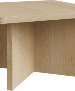 Selsey Mesa de Centro 60 cm Roble – Mesa de Centro Moderna Cuadrada de Madera con Base de Diseño, Mesa Auxiliar para Salón, Coffee Table Estilo Japandi, Fabricada en Europa