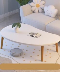 Mesa Centro Baja Convertible en Mesa de Comedor - Mesita Lateral para Sofá, Auxiliar de Salón, Café - Muebles Sala de Estar (Blanco Cálido, 60x40x42cm)