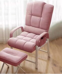 Sillón moderno de tela rosa con reposapiés reclinable, otomano, sofá individual, silla de club para sala de estar, oficina, espacios pequeños, estilo de mediados de siglo