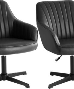 Sweetcrispy 2 sillas de Comedor giratoria y Altura Ajustable - Sillón de Comedor con reposabrazos Giratorio 360° Negro