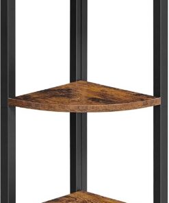 VASAGLE EstanterÍa de Esquina de 5 Estantes, EstanterÍa Esquinera, para Sala de Estar, Dormitorio, Estudio, Estilo Industrial, MarrÓn RÚstico y Negro LLS801B01