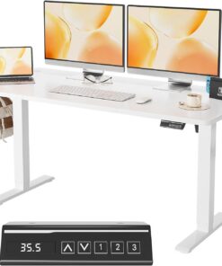 Escritorio eléctricamente con Altura Ajustable 140 x 60 cm, Mesa de Sentado de pie ergonómica, con función de Memoria, Escritorio de Ordenador, Escritorio de pie, Marco Robusto, Motor silencioso