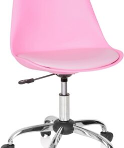 hjh OFFICE 742010 Silla de Oficina Giratoria Fancy Pro Piel sintética Rosa, Sillas de Escritorio con Ruedas, Estilo nórdico, Altura Ajustable