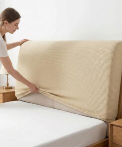 ‎APTBJKUiU Cubierta para cabecero de Cama Protectora de Cabeceros de Cama elástica y a Prueba de Polvo Adecuado para una Variedad de cabeceras de Cama Beige 150cm Adecuado para cabecero de140-170cm…