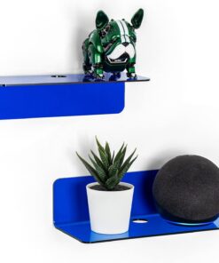 OAPRIRE Baldas Pared Sin Agujeros Juego de 2 - Amplíe Fácilmente El Espacio de la Pared, 23cm Estanteria Pared de Acrílicopara Dormitorio, Baño, Cocina, Sala de Estar, con Clips Cables (Azul)