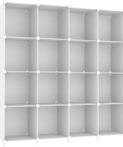 AWTATOS Organizador de Almacenamiento de Cubo de 16 Cubos de Almacenamiento | modular estantería de plástico para bricolaje, estante de almacenamiento apilable, solución de almacenamiento ideal para el