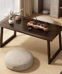 Mesa De Centro De Té De Bambú Plegable Mesa Baja Rectangular De Estilo Japonés De Color Nogal For Cama Tatami, Mesa De Meditación Plegable Escritorio For Computadora Portátil Mesa ( Size : 60cm )