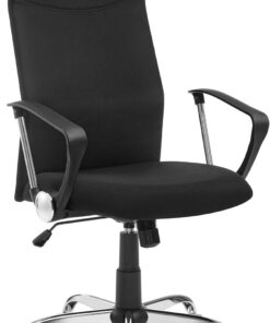 SONGMICS Silla de Oficina, Silla de Escritorio Ergonómica, Silla Giratoria, Asiento Tapizado, Ajustable en Altura e Inclinable, Carga de 120 kg, Negro Tinta OBN034B01