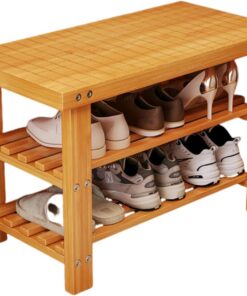 Zapatero de bambú de 3 Niveles - Banco de Almacenamiento de Gran Capacidad para Entrada, diseño Compacto, soporta hasta 100 kg, Ideal para Pasillo, baño, Sala de Estar, 60 cm/23,6