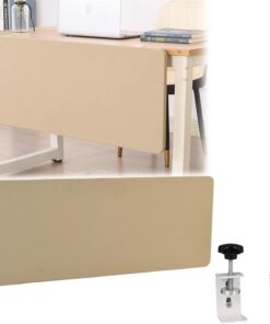 Panel Ajustable para mesas Altas de 119,9 cm. Color Camel. Diseño con Clip para Mayor privacidad. Tamaños Personalizados. Ideal para oficinas y Eventos.