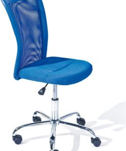 Inter Link - Silla de oficina para niños - Silla giratoria ergonómica - Altura regulable - Base de metal cromado - Funda de tejido Mesh transpirable - Giratoria 360° - Azul - Bonnie