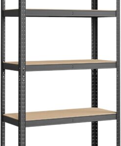 SONGMICS Estantería Pesada de 5 Niveles, Estantería de Acero, Montaje Rápido, Garaje, Almacén, Trastero, Carga de 875 kg, 40 x 90 x 180 cm, Gris GLR040G01