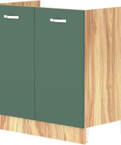 Shally Dogan Mueble bajo Fregadero para Cocina 2 Puertas modulares Mueble Base de 80 para Fregadero (Verde, 80 x 50 x 85 cm)