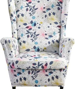 Fundas de sillón orejero elástica 1 Plaza Estampado Fundas para sillones con Respaldo de ala Cubre Sillón para Sala de Estar Comienzo del Verano