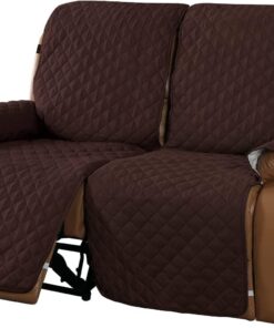 Funda for Silla Reclinable Relajante Funda Acolchada for Sofá Reclinable, Protectora Sillón Antiincrustante Antideslizante Protección De Sofá con Banda Elástica(Marrone,2 Posti)