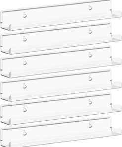 Lifewit Estantes flotantes para vinilos, Paquete de 6 Unidades de 12 Pulgadas, estantes de Pared de acrílico Transparente para decoración de Habitaciones con Libros/Maquillaje en el Dormitorio.