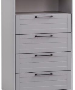 Schildmeyer Jelda 154807 - Cómoda, gris platino / acabado en roble rústico, 62,4 x 34,1 x 102 cm